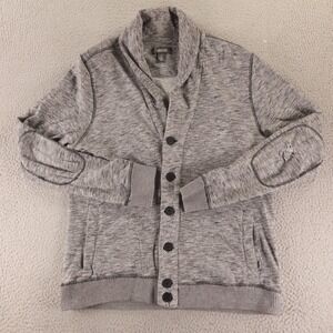 Kenneth Cole Reaction Sweater Mens L Gray Heathered/Marled Cotton Cardigan